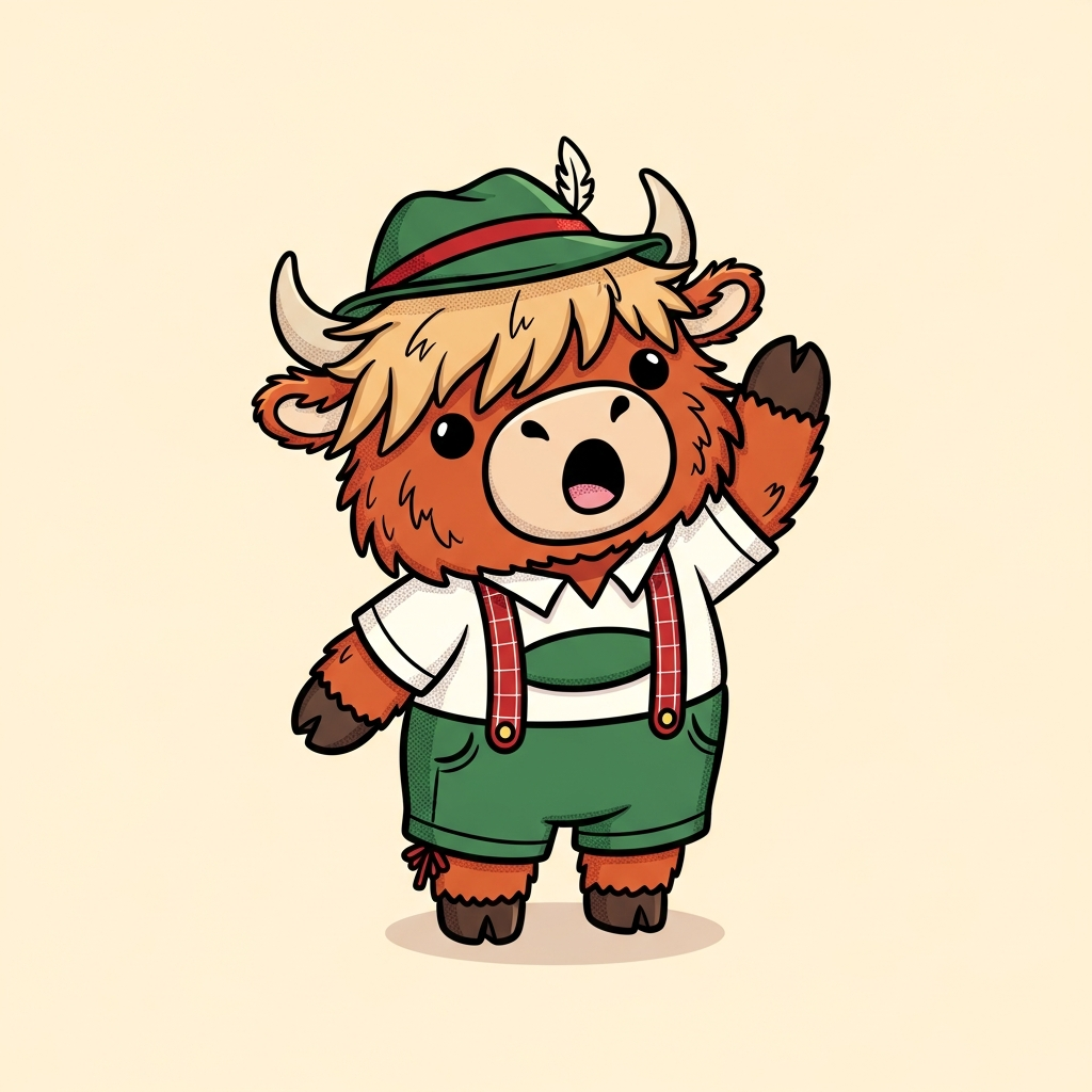 Odie the yodeling yak, mid-yodel